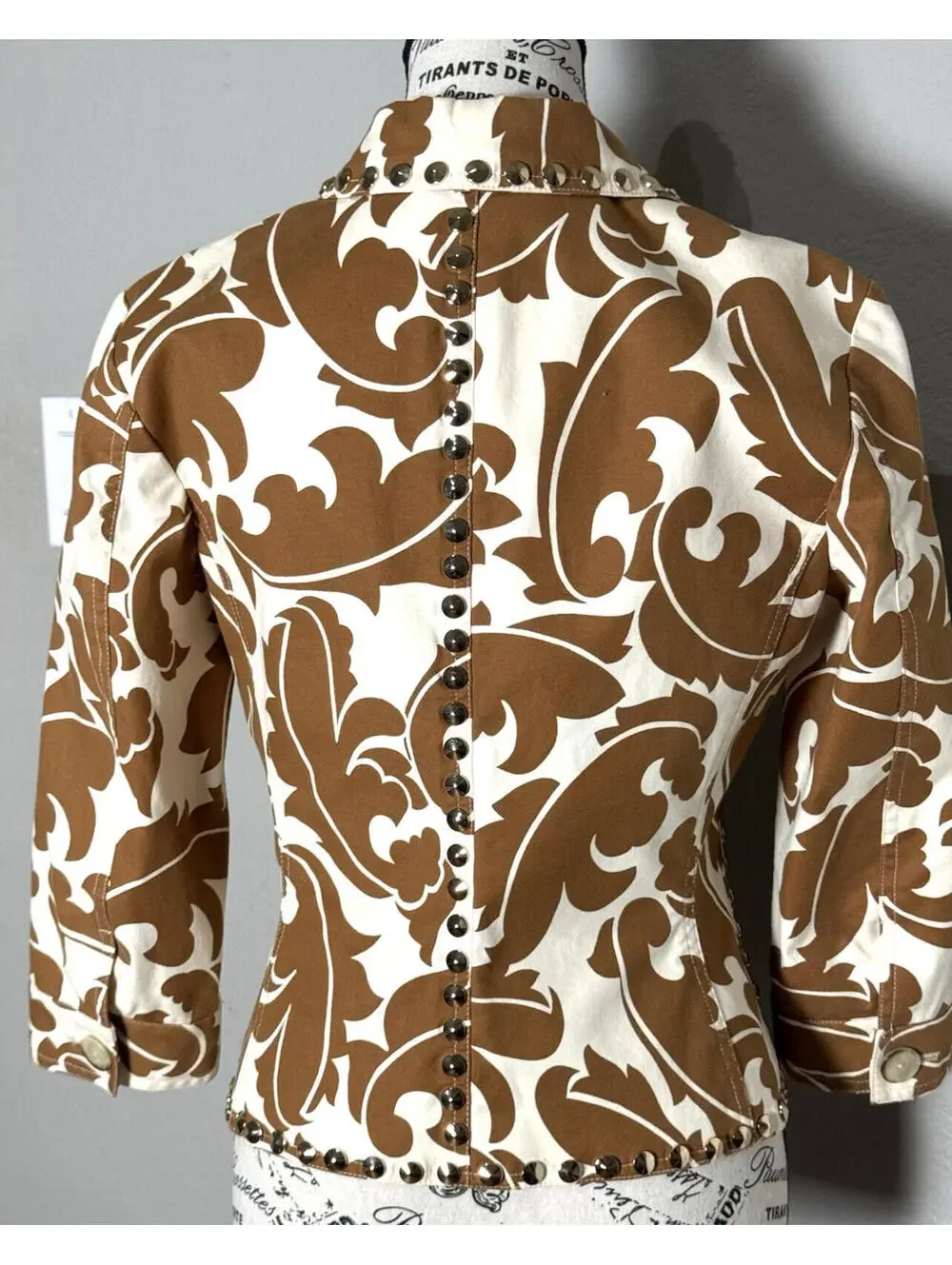 Vintage Etcetera Tan White Western Blazer Jacket Womens‎ SZ 4